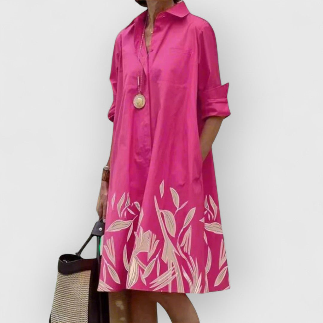 Pamela - Blushed Elegance Lapel Dress
