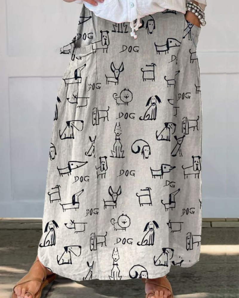 Avery - Artistic Pup Print Pocket Skirt