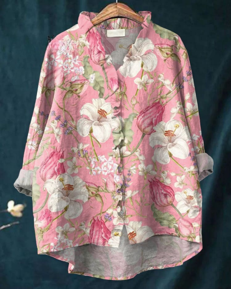 Peyton - Floral Grace Ruffle Shirt