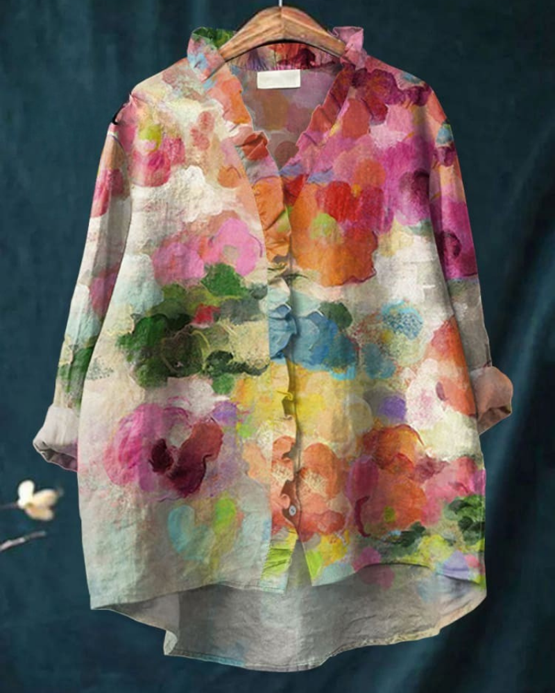 Sierra - Soft Petal Mist Ruffle Shirt