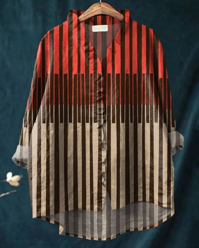Tamara - Modern Pulse Stripe Ruffle Shirt