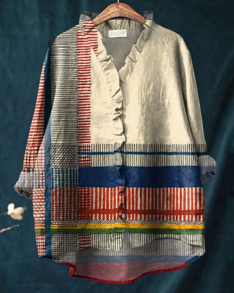 Aracel - Colorblock Charm Ruffle Shirt