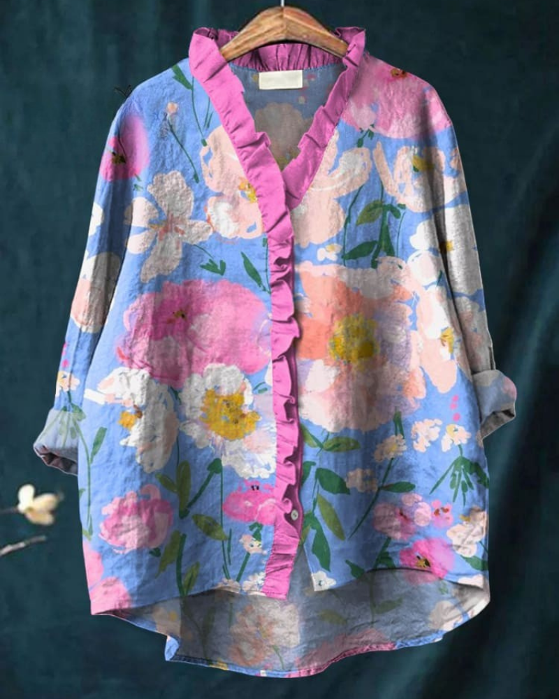 Sarah - Cheerful Bloom Ruffle Shirt