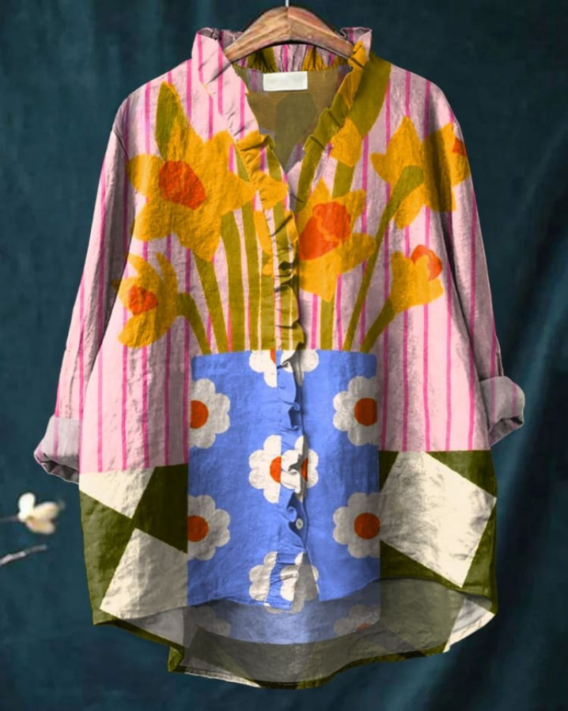 Morgan - Cheerful Bloom Ruffle Shirt