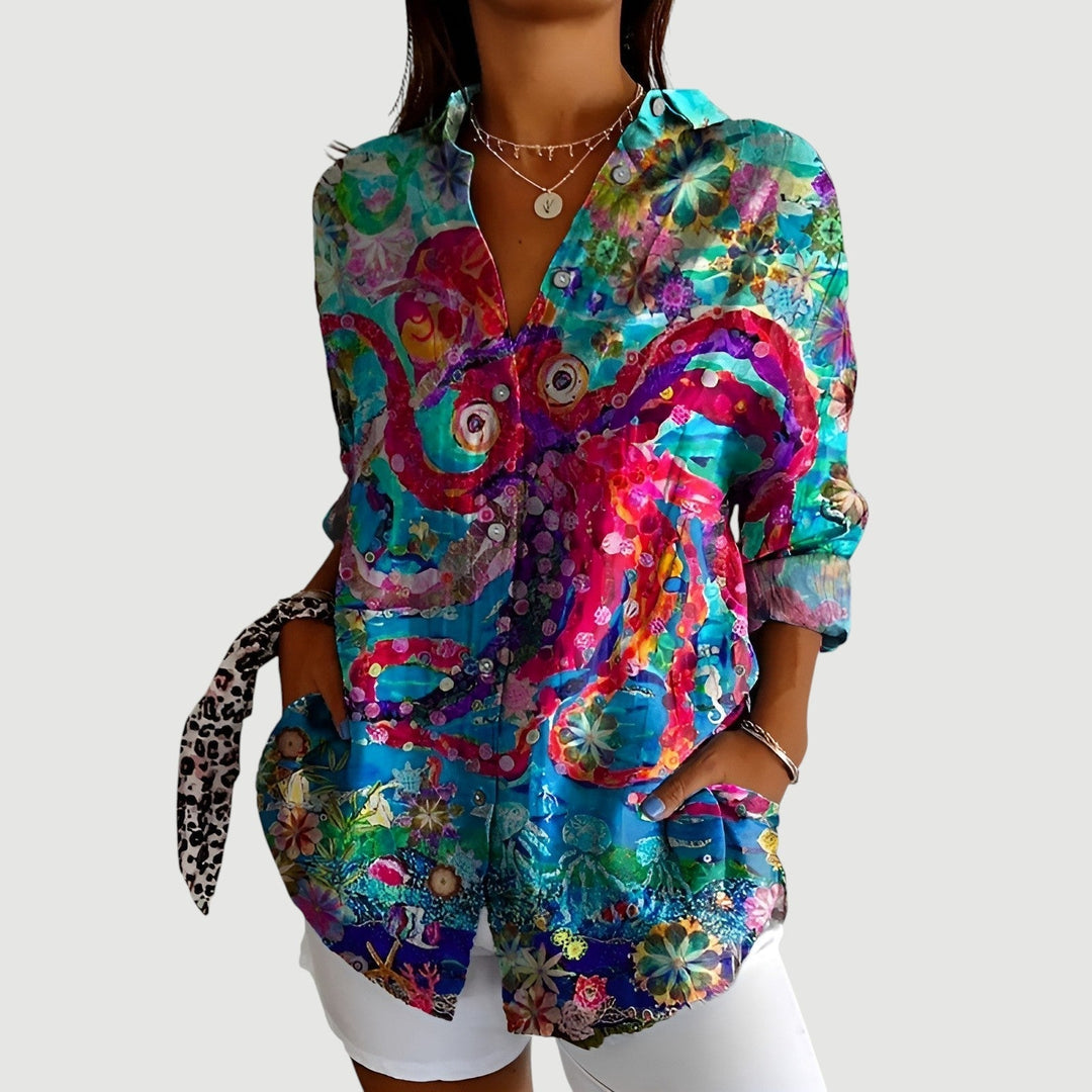 Agnes – Ocean Bloom Shirt Blouse