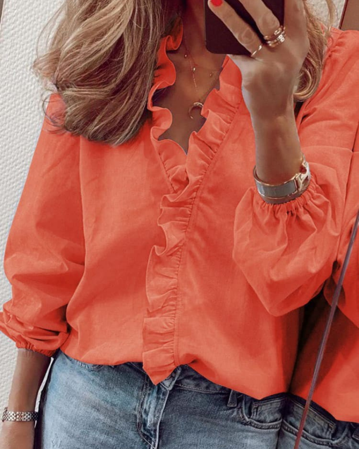 Willa - Vibrant Charm Ruffle Shirt