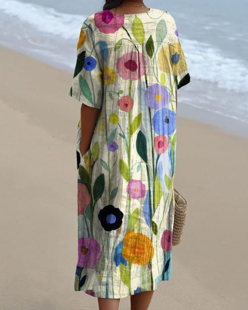 Oriana - Spring Field V-Neck Flowy Dress