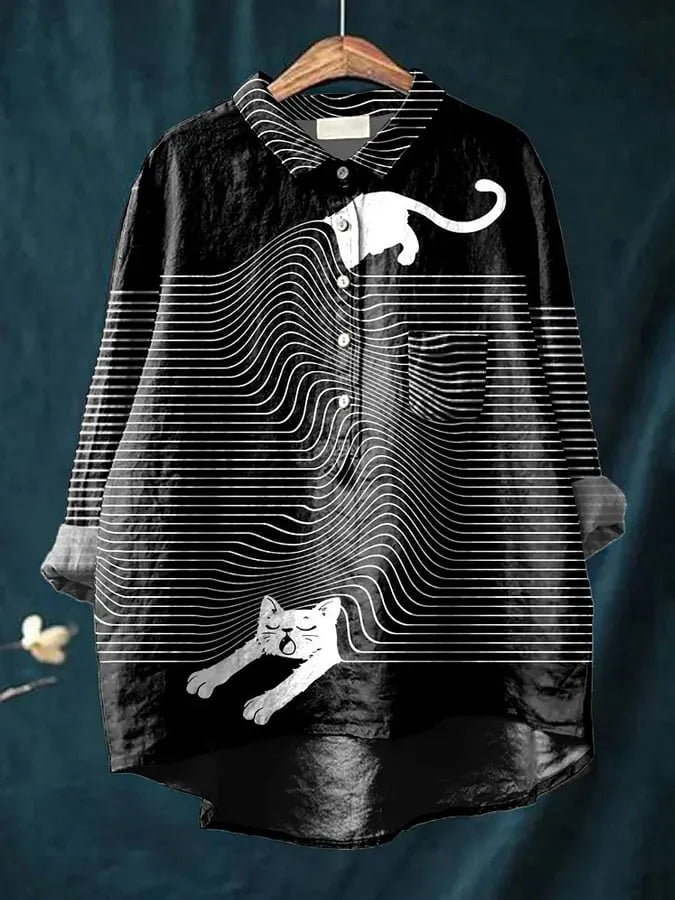 Zoe – Lazy Cat Illusion Shirt