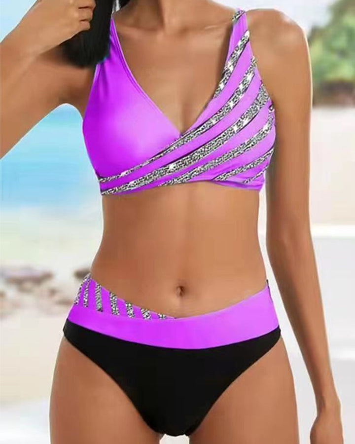 Avah - Sleek Striped Bikini Set