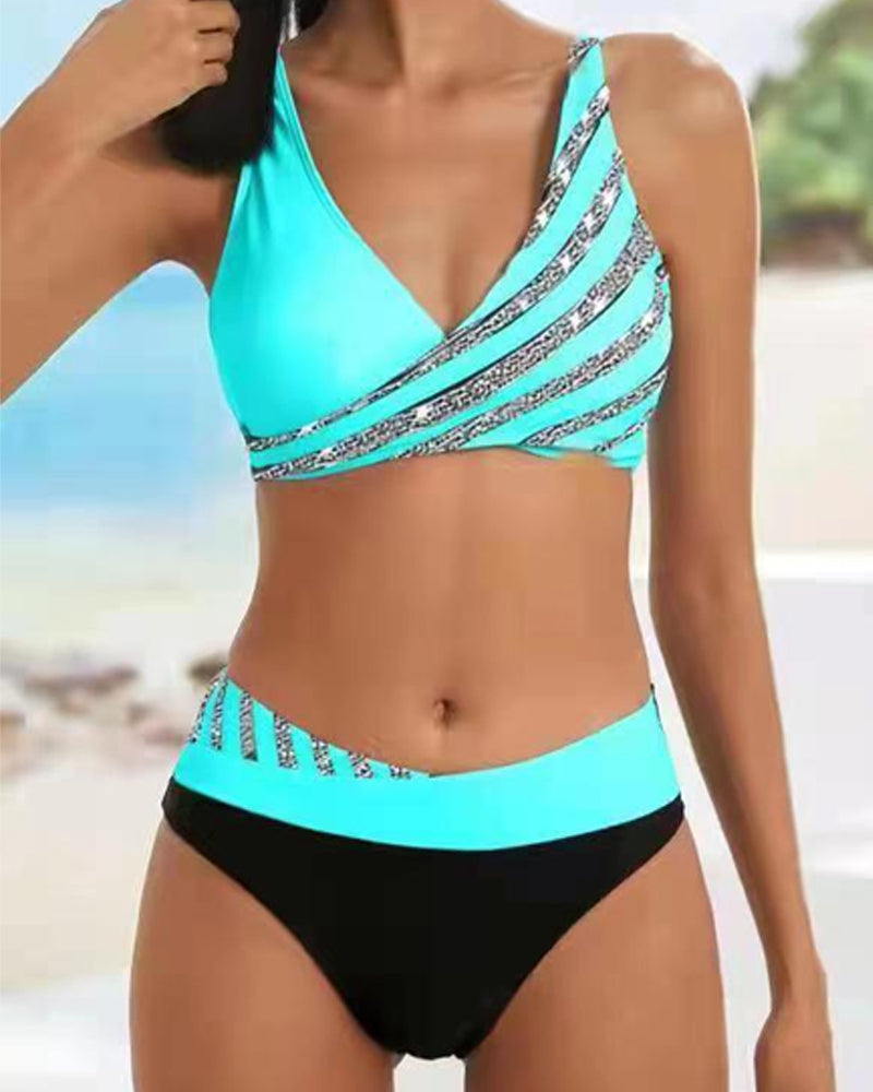 Avah - Sleek Striped Bikini Set