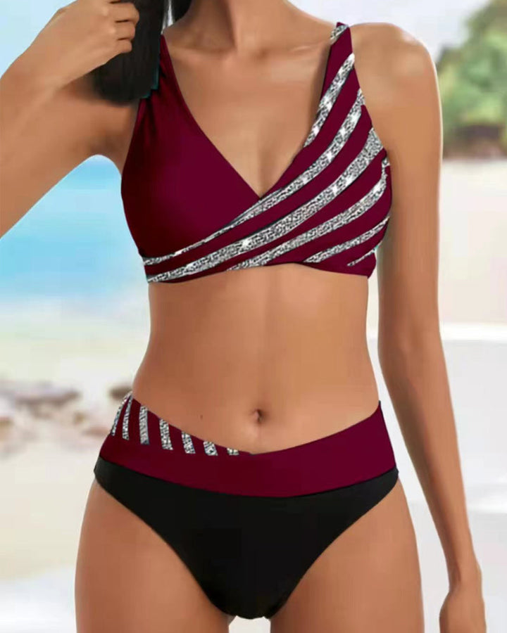 Avah - Sleek Striped Bikini Set