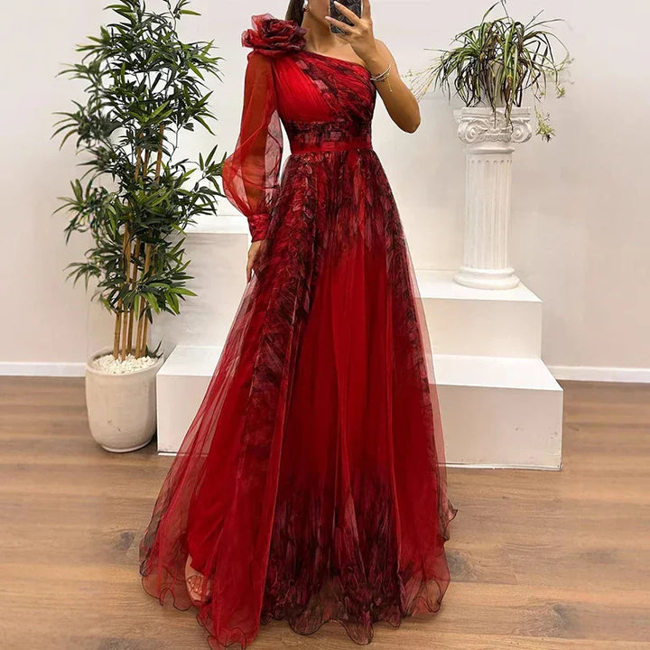 Margot – Elegant One-Shoulder Floral Dress