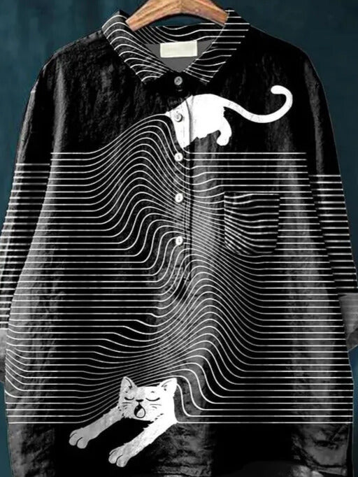 Zoe – Lazy Cat Illusion Shirt