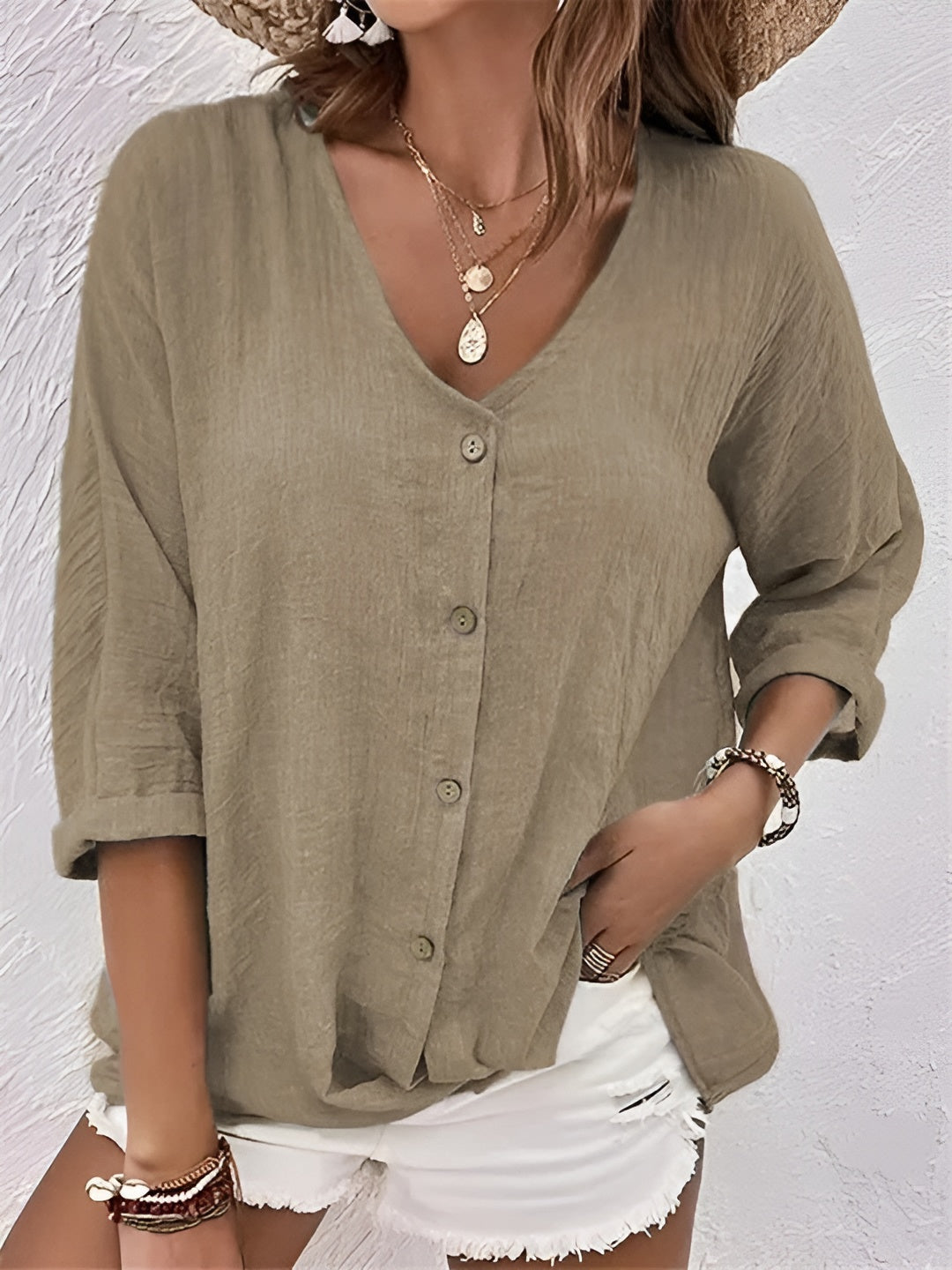 Sanne – Breezy Button Shirt Blouse