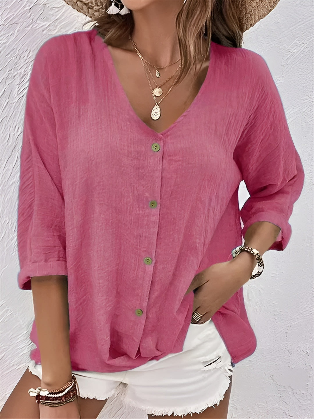 Sanne – Breezy Button Shirt Blouse