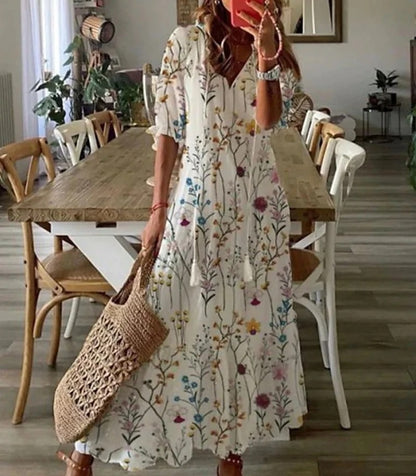 Sophie - Boho Vintage V-Neck Summer Dress